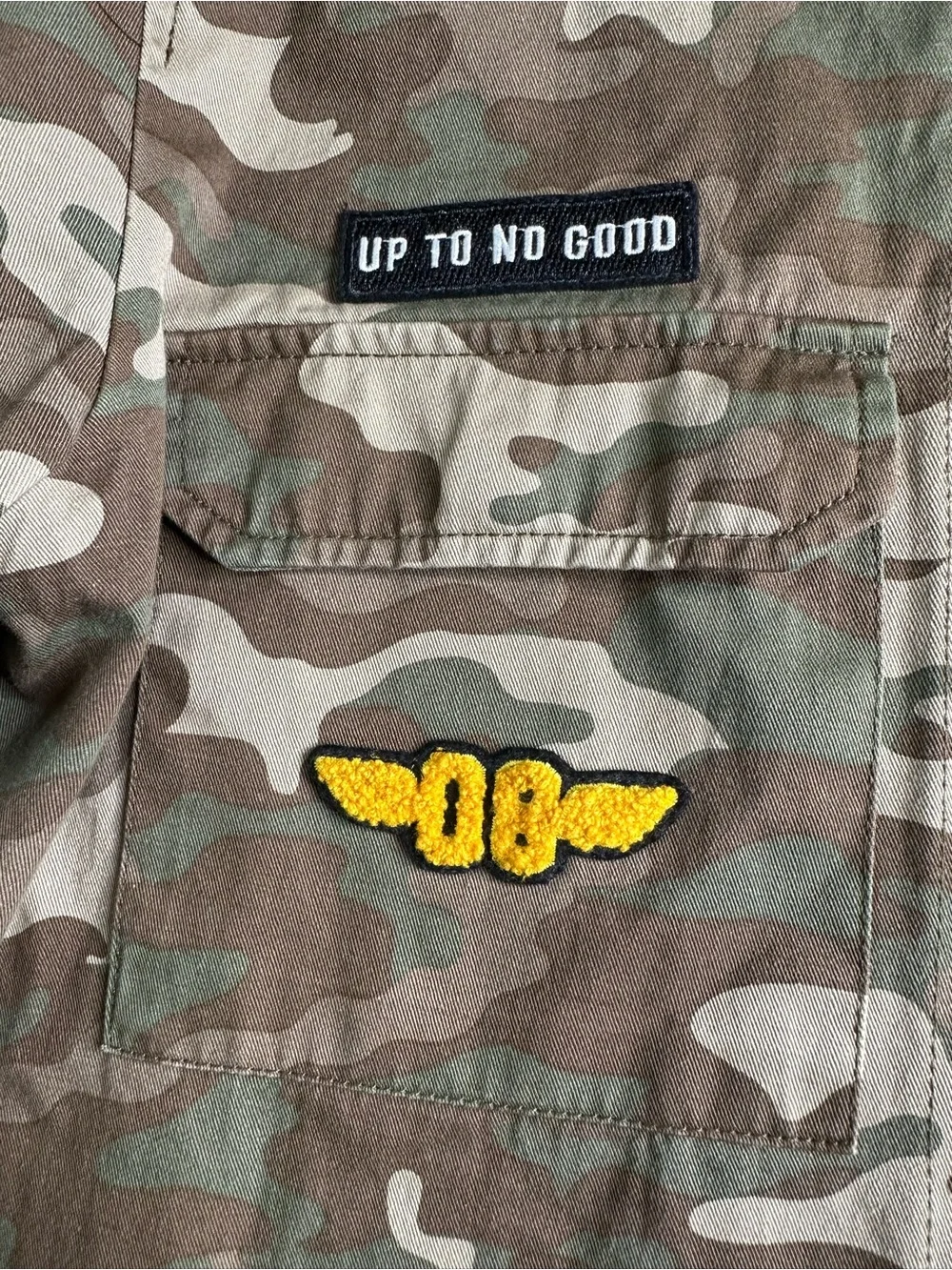 Forever 21 Green Brown Military Field Jacket Up To No Good, Dreamer. Size M - Picture 8 of 13